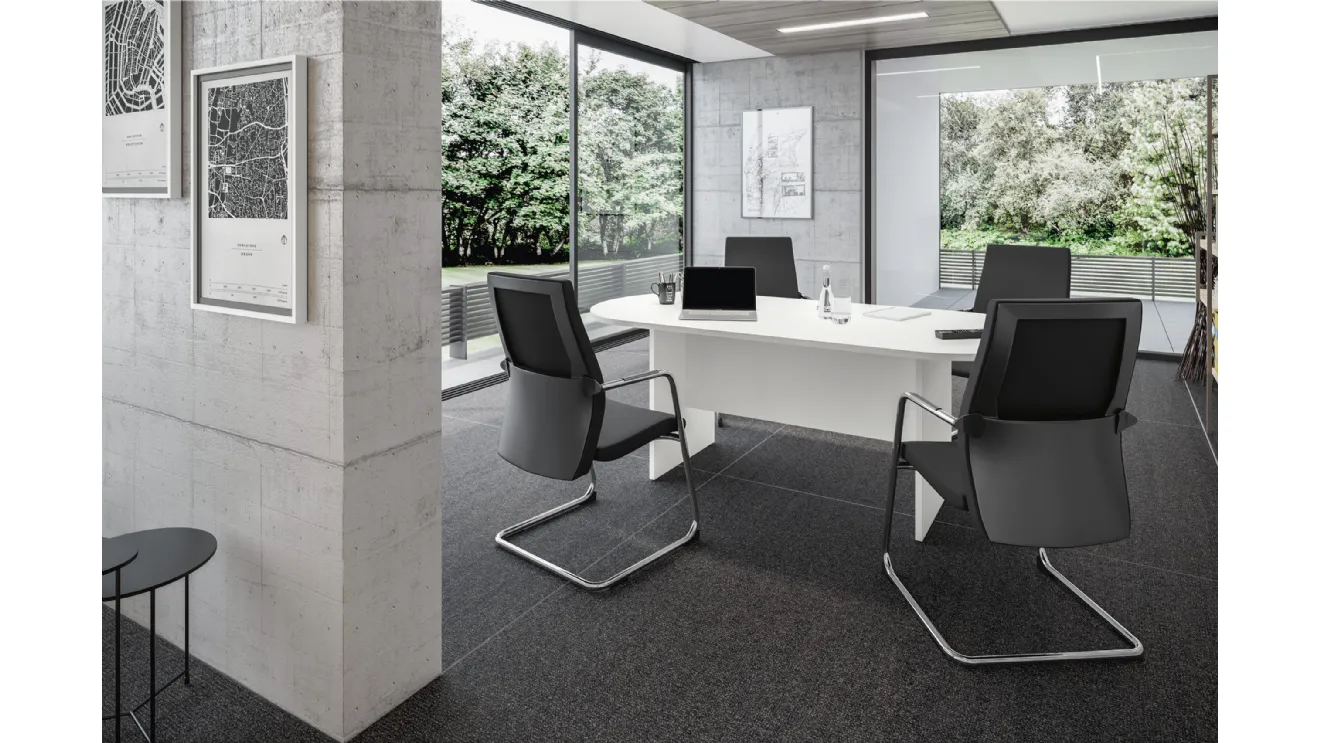 Scrivania Operativa ovale Teko 07 in laccato bianco opaco di Colombini Office