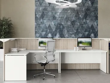 Scrivania Operativa Teko 08 in laccato bianco opaco e melaminico di Colombini Office