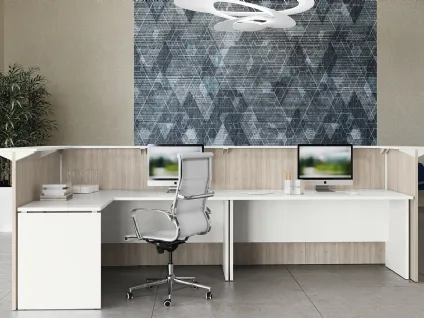 Scrivania Operativa Teko 08 in laccato bianco opaco e melaminico di Colombini Office