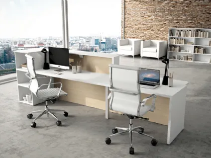 Bancone Reception con due postazioni GET 04 in laccato bianco opaco e melaminico di Colombini Office