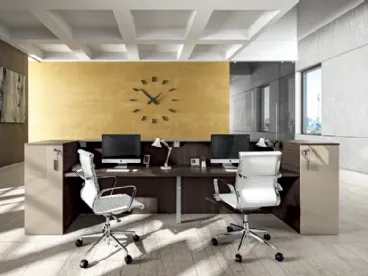 Bancone Reception GET IN 07 in melaminico e laccato lucido di Colombini Office